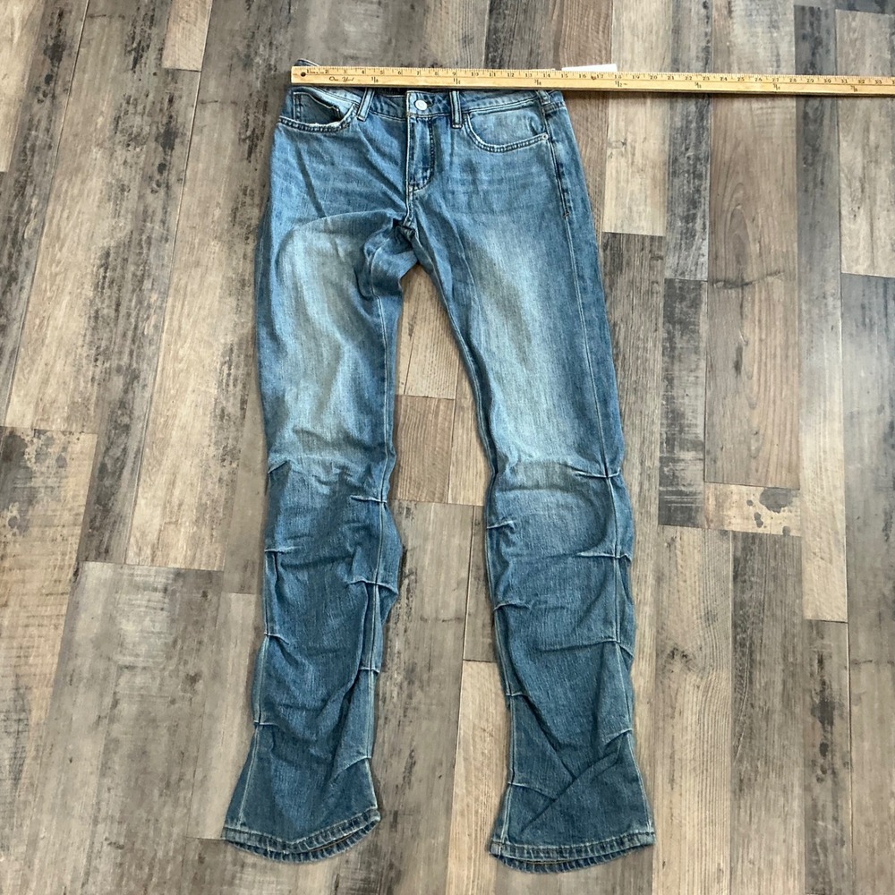 Pilcro‎ Anthropologie Womens 27 Pintuck Stacked Leg Jeans Medium Wash Blue Denim